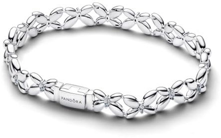 PANDORA Pulsera de mujer de plata mariposa 594575C01, 18 cm, Plata, Circonita cúbica
