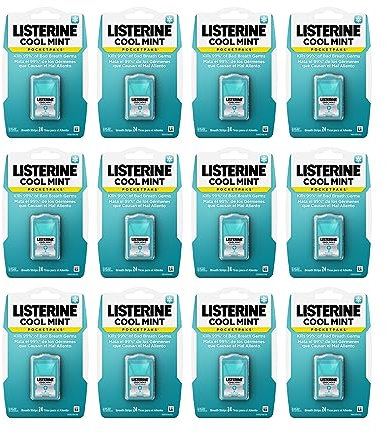Listerine Cool Mint PocketPaks Portable Breath Strips for Bad Breath, Fresh Breath Strips Dissolve Instantly to Kill 99% of Bad Breath Germs* On-The-Go, Cool Mint, 24-Strip Pack, 12 Pack