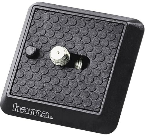 Hama Attache Rapide Appareil Photo sur Tête de Trépied Click II, Plaque de Dégagement Express, Plateau de Fixation APN ou Caméscope, Filetage 1/4 6.4mm Noir