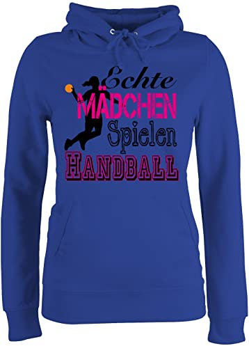 Pullover Damen Hoodie Frauen - EM 2026 Trikot Ersatz - Echte Mädchen Spielen Handball - M - Royalblau - handballer wm pulli hanball mädels kapuzenpulli halbball maedchen damenpullover handball.