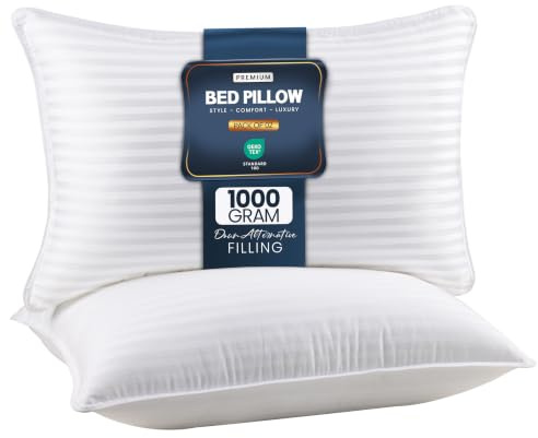 Utopia Bedding Bed Pillows for Sleeping Queen Size (White), Set of 2, Down Alternative Pillow for Sleeping, Cooling Hotel Quality Pillow Set for Back, Stomach or Side Sleepers