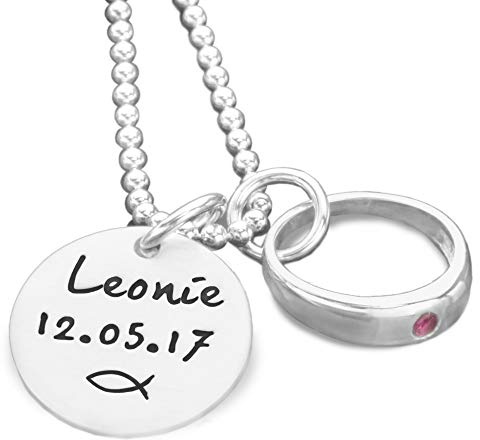 Taufkette Gravur MEINE TAUFE TAUFRING 925 Silber Kette Kinderschmuck Taufgeschenk
