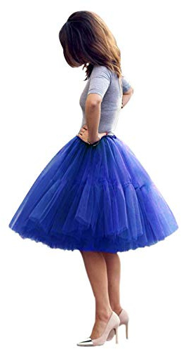 Babyonlinedress Femme Jupon Rétro Style année 50 Vintage en Tulle Audrey Hepburn Rockabilly Petticoat Tutu-18 Couleurs, Bleu Royal, Taille Unique