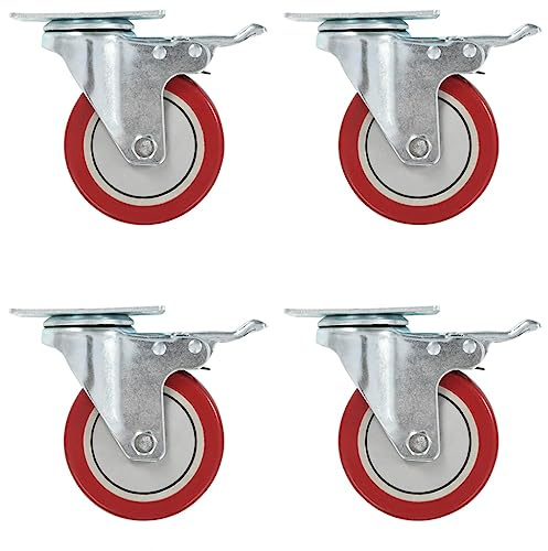 vidaXL 4x Lenkrollen mit Doppelbremsen Laufrollen Schwerlastrollen Transportrollen Möbelrollen Laufrolle Rollen Industrierolle 100mm PVC Eisen