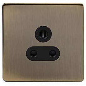 Soho Lighting 5 Amp Antique Brass Plug Socket Black Ins Unswitched Screwless