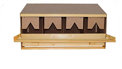 Legenest aus Holz mit 4 Legebuchten Oberteil - für große Hühnerrassen, inkl. Legematten