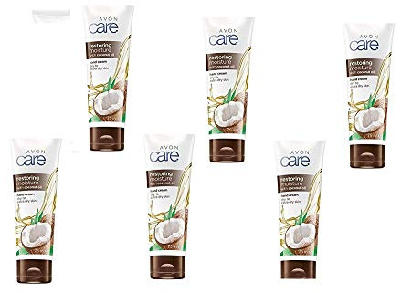 Pack of 6 Avon Care restoring moisture hand cream with coconut oil for dry to extra dry skin – 6 x 75ml tubes