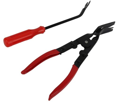 Clip Removal Pliers, 2Pcs Door Trim Rivets Clips Pliers Fastener Remover Puller Pry Bar Tool Kit Upholstery Remover Pry Bar Tool