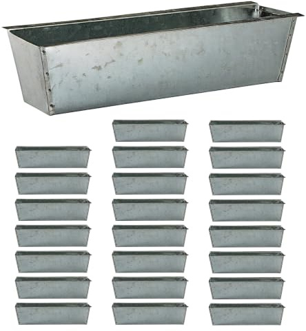 Cepewa Pflanzkasten 24er Set | für Europaletten Paletten Balkonkästen Pflanzregale | 38x13x9cm Stahlblech verzinkt Silber | Pflanzgefäß für Blumen Kräuter Pflanzen | Hochbeet, Balkon, Pflanzgefäß, Palettenmöbel, Garten, wetterfest, stabile Ausführung, dekorativ, vielseitig, langlebig