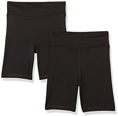 Amazon Essentials Pantalón Corto de Ciclismo de Altura Media Niña, Pack de 2, Negro, 11-12 años