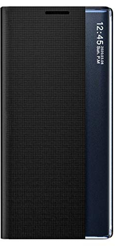 KEYYO Smart View Schutzhülle für Samsung Galaxy S22 Ultra, Prime Schutzhülle mit transparentem Sichtfenster, elegant, Spiegel, Flip Case Cover mit Faltbarer Standfunktion – Schwarz