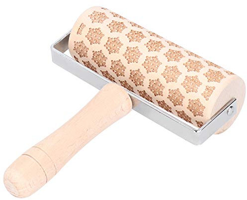 Rouleau à pâtisserie de gaufrage Noël, rouleau à pâtisserie pour la cuisson rouleau à pâtisserie avec motif rouleau à pâtisserie en bois rouleau en bois outil de cuisson(02)