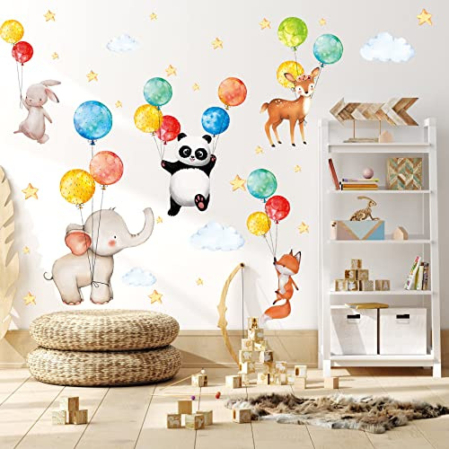 TOARTI Wandaufkleber Kinderzimmer Tiere Ballon Wandtattoo für Junge Mädchen