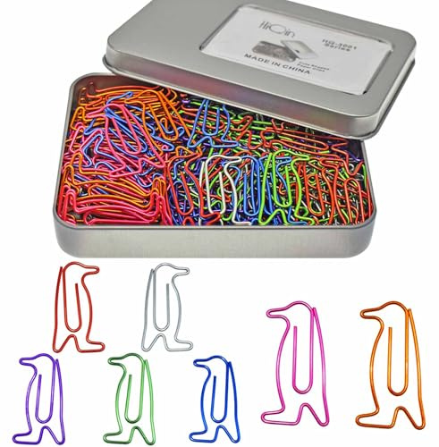 Niedliche Büroklammern, verschiedene Größen, Tier-Pinguin-Form, dekorative Büroklammern, Pinguin-Geschenkidee, 120 Stück