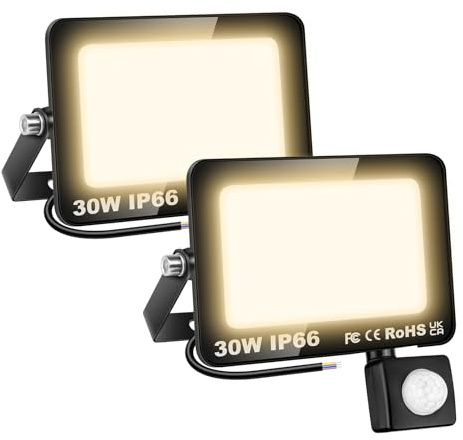 SKYWORLD LED Strahler mit Bewegungsmelder Außen, 10W 1000LM Flutlicht | 3000K Warmweiß LED Fluter mit Sensor, Wasserdicht Flutlichtstrahler Scheinwerfer für Hof Garage Garten Parkplatz Sportplatz