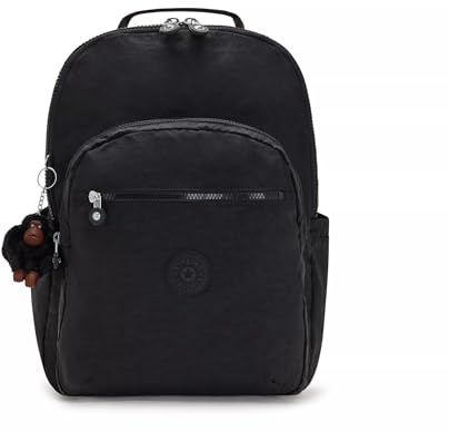 Kipling Women's Seoul L Solid Laptop Backpack, True Black2, 12.75 L x 17.25 H x 9 D