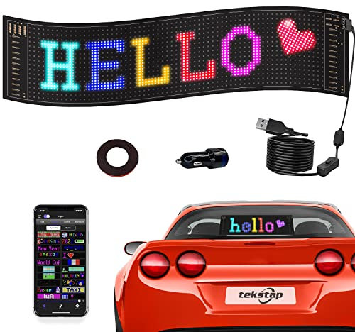 Tekstap Programmierbares LED-Schild, Bluetooth App-Steuerung LED-Autoschild (37 x 9CM)