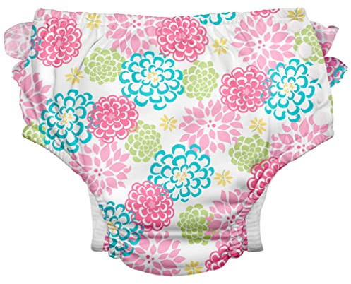 green sprouts - Eco snap Ruffled Swim Diaper with Gussets - White Zinnia - 3T (2-3 Years)