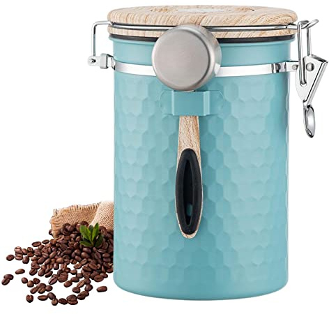 LINGJIONG Boîte à café, boîte à café hermétique pour grains de café, récipient en acier inoxydable, boîte de conservation sous vide, boîte de conservation pour grains de café, poudre, thé, noix,