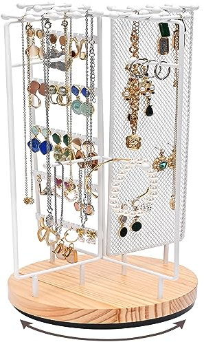 ProCase Schmuckständer Drehbarer Schmuckhalter Schmuckbaum Schmuckstander Jewelry Stand für Ohrring Ohrstecker Ketten Ringe Armbänder Ketten Halterung Schmuck Ständer –Weiß