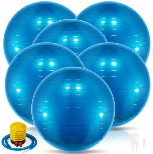 Jexine 6 Pcs Yoga Ball Exercise Ball,29.53 Inch,Blue