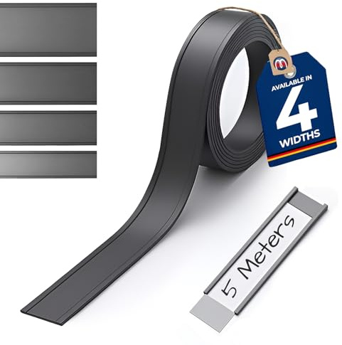 Magnet C-Profil Magnetische Etikettenhalter für Labels Etiketten 5m, mit Schutzfolie - Ideal zur mobilen Kennzeichnung und Beschriftung, C-Profil:Breite 30mm - Länge 5m