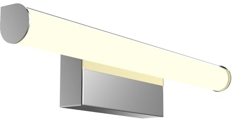 kalb | LED Spiegelleuchte, Rund, Wandlampe 230VAC, Badezimmer Leuchte Chrom oder Schwarz - Modernes Ambiente, Energiesparend, Spritzwassergeschützt (Chrom - Warmweiß, 300mm)