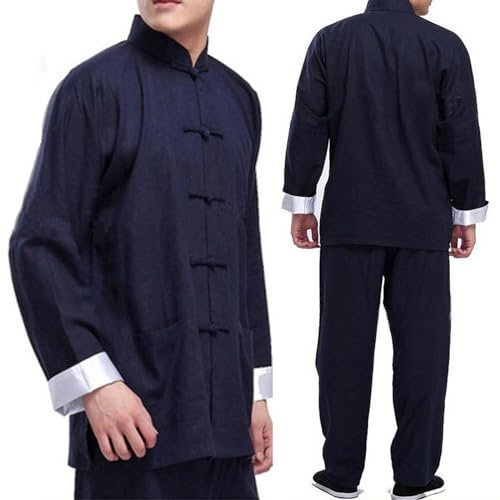 Crysterris Tai-Chi-Uniform für Herren und Damen, Unisex, traditioneller chinesischer Kung-Fu-Anzug, Kampfsport-Kleidung, Baumwollkleidung, Morgenübungen, Outfit, langärmelig, Mantel, Oberteile und