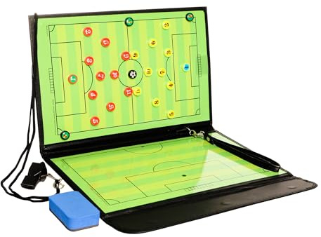Taktiktafel Fußball für Trainer, Magnetische Taktikmappe mit Pfeife | Magnetische Taktiktafel Fußball