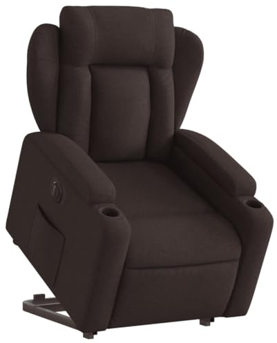 vidaXL Elektrisk reclinerfåtölj med uppresningshjälp brun tyg