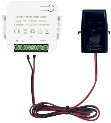 CENMEN Contador de energía WiFi inteligente Tuya con circuito abierto y pinza para transformador de corriente, monitor de potencia KWh para , Alexa (120 A) fácil de instalar y fácil de usar