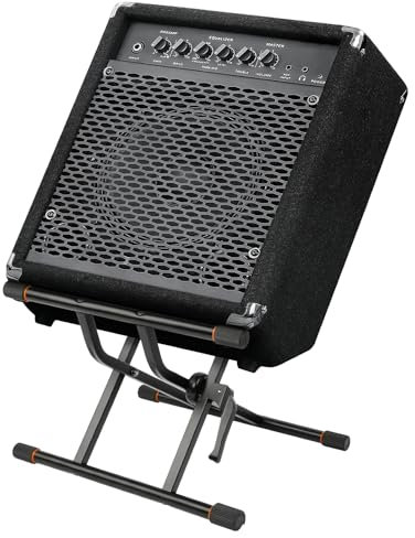 STRICH Zusammenklappbarer Gitarrenverstärkerständer, mittleres Profil, Gitarren-Kombi-Lautsprecherständer, Dual-X-Amp-Ständer, vollständig zusammenklappbar, schwarz, SAT-02P