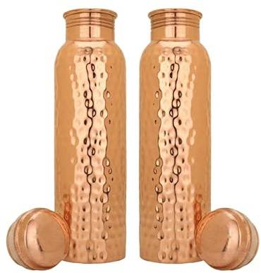 Craft Trade Bouteille D'eau en Cuivre Pur Naturel Bouteille à Boire en Cuivre Ayurvédique Vesla Avec Sac de Transport Bouteille en Cuivre pour Sport et Yoga- 2
