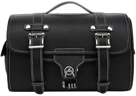 Ranley Motorcycle Tail Bag - Retro Style, Leather Fabric, Spacious Storage, Easy Install, Black