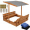 SPRINGOS sabbiera in legno panchine tetto 120 x 120 cm extra telo