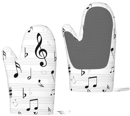 Clef Notes De Musique Feuille Symbole Treble Résumé, Gants de Cuisine antidérapants en Silicone, Gants de Cuisson résistants à la Chaleur, Une Paire