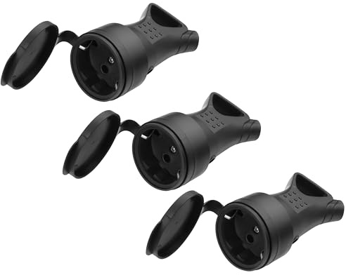 YAODHAOD Schuko Stecker 3X 250V 16A IP44 Wasserdicht Gummistecker Schutzkontaktstecker mit doppeltem Schutzkontakt，Schuko Stecker Aussenbereich mit Knickschutz (3x IP44 Kupplung)