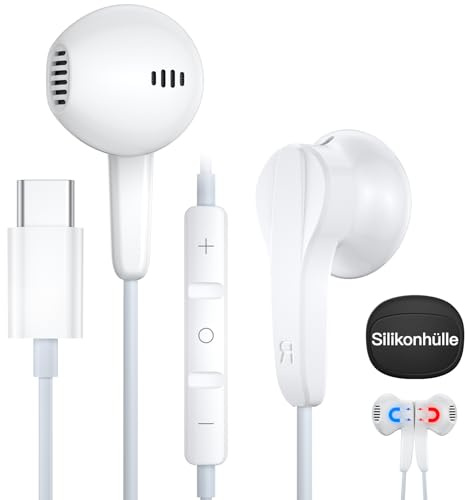 USB C Kopfhörer für iPhone 17 Air - [MFi-Zertifiziert] In-Ear Kopfhörer mit Kabel USB C, mit Mikrofon/Lautstärkeregler/HiFi-Stereo Ohrhörer USB Typ C Kopfhörer für iPhone Air/17/16e/15/iPad Pro