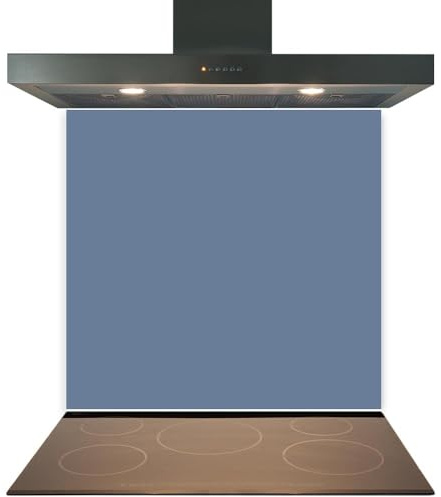 C2G Coloured Toughened Glass Splashback for Kitchen, Tempered Heat-Resistant Glass Splashbacks with Polished Edges for Cooker and Hob Backsplash (Pigeon Blue, 60 x 60cm)