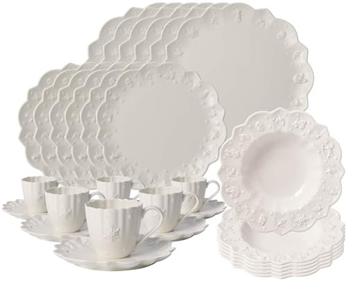 Villeroy & Boch Toy's Delight Royal Classic Kombiservice 30-teilig | Speiseteller, Suppenteller, Frühstücksteller und Tassen mit Untertassen für 6 Personen | Weihnachtsgeschirr | Porzellan | Weiß