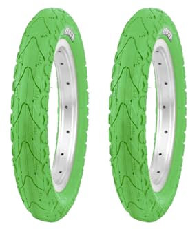 12.5 Zoll Fahrradreifen (62-203) | 12 1/2 x 2 1/4 | 12.5x2.25 Zoll für Kinderwagen, Roller, Handwagen, Kinderfahrräder (Grün 2 Stück)