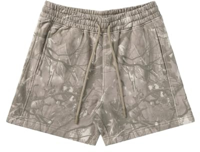 BOOMLEMON Mens Mesh Graphic Print Shorts Fashion Designer Workout Shorts Retro Casual Cool Streetwear Short Pants(Tree Camo Grey S)