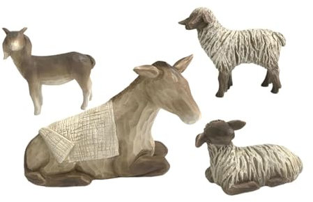 perfk 4X Tier Figuren Esel Pferd Schafe Skulptur Tafelaufsatz Einrichtung Tier Krippe Set für Bauernhaus Housewarming