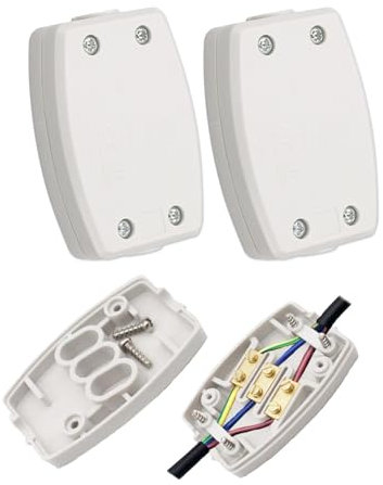 3 Terminal Electrical Junction Box, 13Amp 250v Flex Connector 3 Core Cable Joiner Cable Connectors For Indoor Lighting,Power,Wiring(2 Pcs, White)