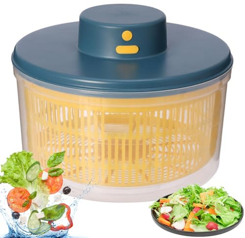 Electric Salad Spinner, 3L USB Lettuce Vegetable Dryer, 10s Quick Drying Lettuce Fruit Spinner, Vegetable Salad Dehydrator Draining Basket for Salad Greens, Lettuce & Fruits blue