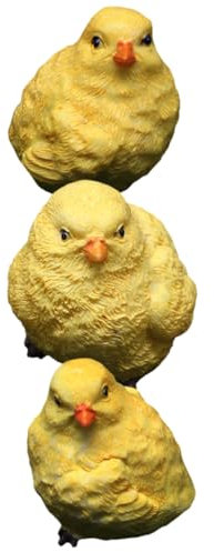 FONDOTIN 3stücke Miniatur-kükenfiguren Aus Kunstharz Kleine Mini-küken-statuen Entzückende Mini-Tier-Dekoration Für Garten Schreibtisch Und Balkon