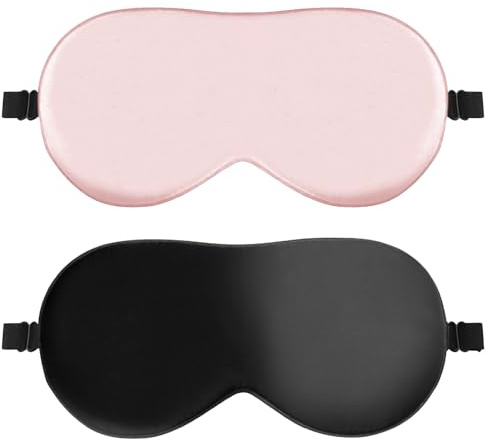 Quelcc Lot de 2 Masque de Nuit, Masque de Sommeil, Cache Yeux pour Dormir, Masque Yeux Doux et Confortable Respirant pour Dormir Voyage Yoga