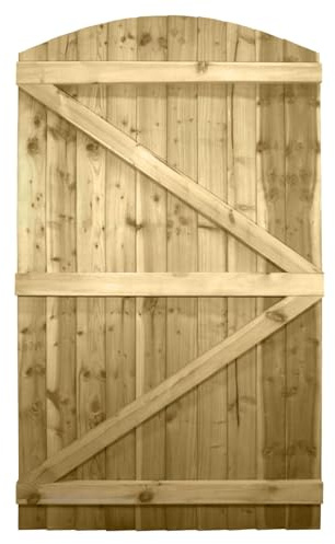 Arch Top Wooden Garden Gate, 6ft x 3.5ft Feather Edge Semi-Braced Door