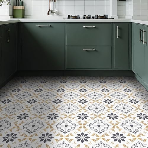 Baldosas autoadhesivas de vinilo para despegar y pegar, efecto PVC impermeable para baño, cocina, sala de estar, porche interior, 30 x 30 cm, 1 mm, 10 unidades (0.9㎡)