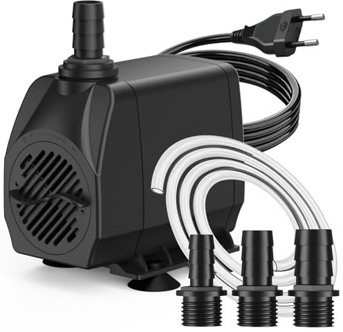 Knifel Springbrunnenpumpe 45W 2500L/H Automatische Abschaltung bei Niedrigwasser Schutz vor überhitzung Funktion Ultra Leise Teichpumpe Wasserpumpen Mit 1,8m Kabel für Brunnen, Hydroponik-Systeme